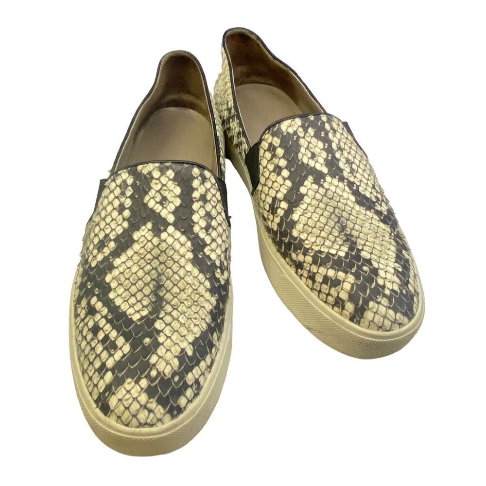 VINCE Women Shoes‎ Size 8 Black White Garvey Python Faux Snakeskin Slip On s-21